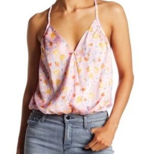 Pink Floral Faux Wrap Bodysuit
